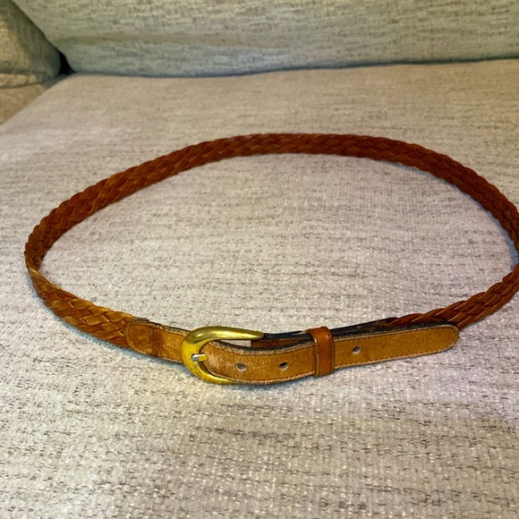 Vintage Braided Leather Belt, Brass Buckle handcrafted in Spain |Size 36 Unisex main image 4